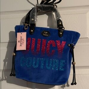 Juicy Couture Blue and Pink Glitter Tote